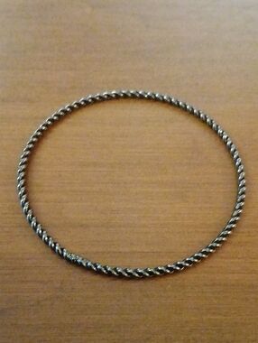 Classic Twisted Rope Bangle Bracelet - Silver Tone
